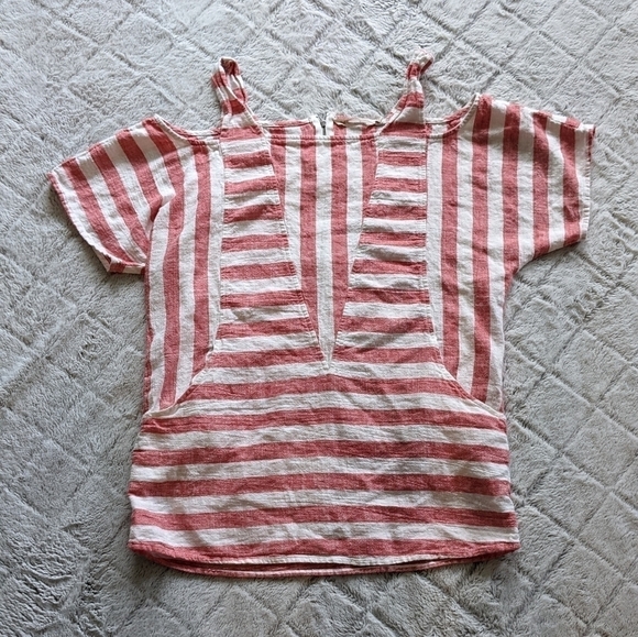 Soft Surroundings Linen Rayon Nautical Shirt Women’s Small Red Stripe - Picture 2 of 4